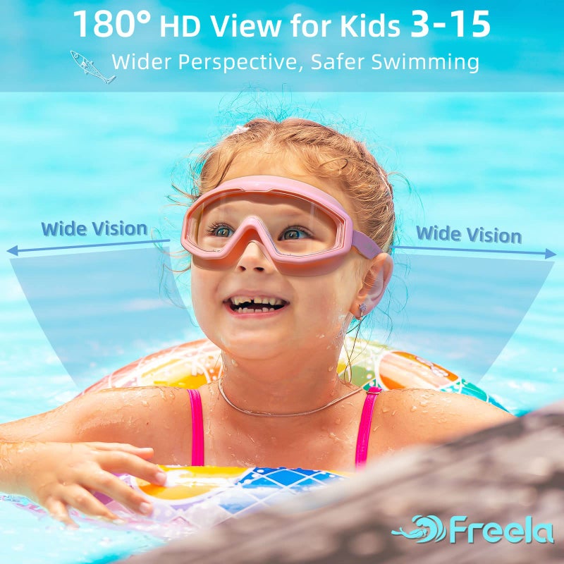Freela Swim Goggles Swimming Goggles for Kids 6-14 4-7 8-12 3-6 2-4 3-5 3-10 4-8 Age 3 4 5 Year Old Toddler Water Clear Beach Pool Goggles Boys Girls Youth Childrens Child Anti Fog - Image 2